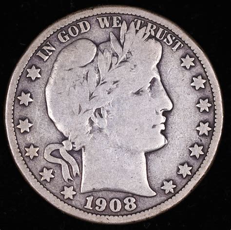 1908 O BARBER SILVER HALF DOLLAR COIN VERY GOOD #HD1312 ⋆ Hertels Coins